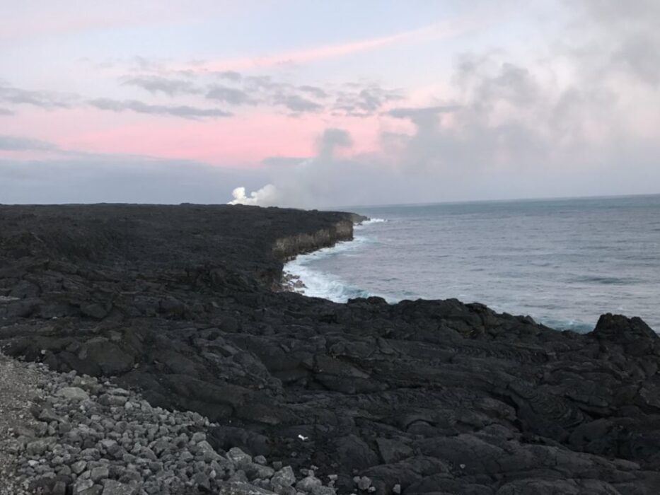 lava pouring into the ocean at kalapana