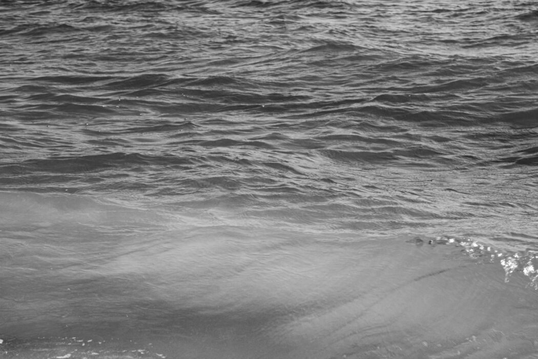 Black and white image of ocean waves (photo cred: Taylen Lundequam)